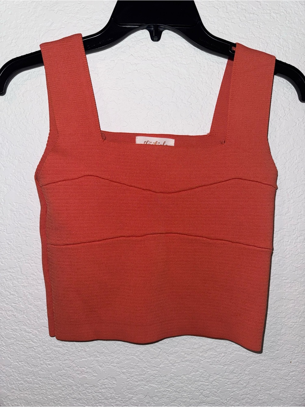 Listicle orange ribbed knit stretch crop